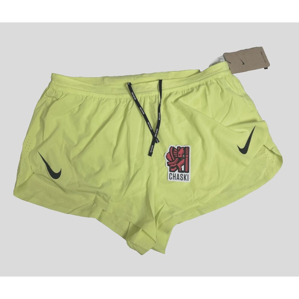 Nike Dri-FIT ADV AeroSwift 4" Light Lemon Running Shorts Men Small FN3352 702